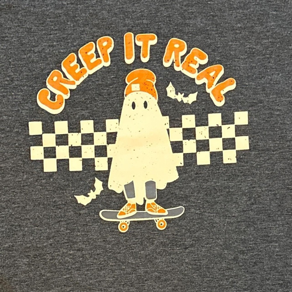 "Creep It Real" Graphic Cotton Skater Tee size L Halloween Streetwear